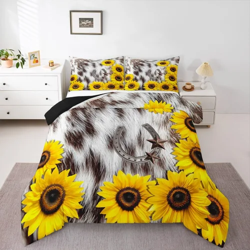 Miniatura 47 de Juego de edredón de vaquero, tamaño King, juego de ropa de cama de herradura con estrellas del oeste de Texas para adultos, hombres y niños, ropa