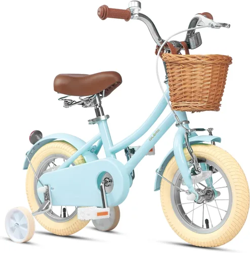 Glerc Little Molly - Bicicleta de crucero retro para niños de 2 a 13 años de edad con cesta de mimbre y ruedas de entrenamiento/soporte, varios