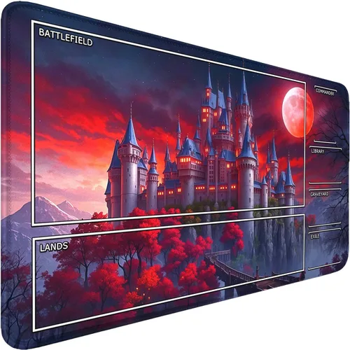 Miniatura 20 de MTG - Tapete de juego con zonas, bordes cosidos, tapete MTG para TCG de 24 x 14 pulgadas, tapete de juego entintado con bolsa de almacenamiento