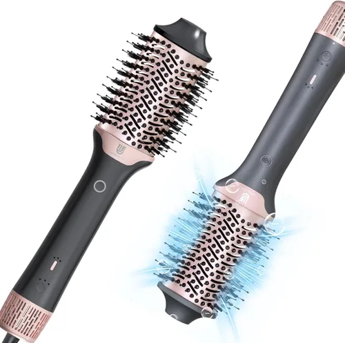 Cepillo secador de pelo 2 en 1 y alisador de cabello, cepillo térmico iónico y de cerámica con calor ajustable y disparo frío, motor de alta