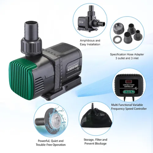 Miniatura 2 de Luckerain Bomba de acuario de 45 W 1600 GPH súper silenciosa, anfibia, circulación de agua sumergible externa, velocidad variable (12 velocidades)