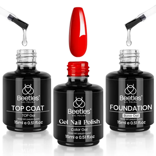Miniatura 8 de Beetles - Juego de 3 esmaltes de uñas de gel blanco lechoso que no se limpia, capa superior y base de 0.5 onzas líquidas, color nude gelatina de Gel