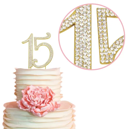 Miniatura 7 de Decoración para pastel 30 con strass de cristales premium. Monograma de número treinta, para cumpleaños o aniversario número 30