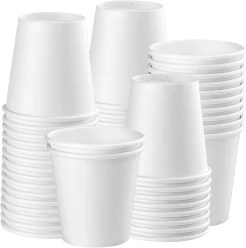 Paquete de 50 vasos de papel blancos de 3 onzas, vasos desechables para el baño, vaso pequeño para enjuague bucal, vaso para aperitivos para agua,