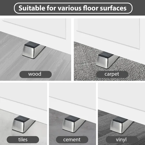 Miniatura 6 de HOMOTEK Paquete de 4 topes de puerta para la parte inferior de la puerta, topes de puerta de cuña resistentes, protectores de pared para debajo