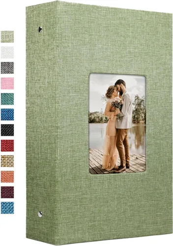 Miniatura 29 de Vienrose - Álbum de fotos de lino con 300 bolsillos de 4 x 6 pulgadas, cubierta de tela, para bodas, familias, aniversarios y bebés Azul cielo