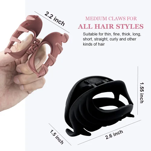 Miniatura 3 de Pinzas para cabello fino, mediano y grueso, pinzas de mandíbula de flores mate fuertes de 2.6 pulgadas para mujeres, niñas y niños, abrazaderas