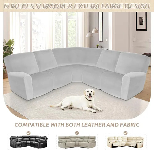 Miniatura 502 de Arfntevss Fundas de sofá seccional reclinable de terciopelo, Funda de sofá seccional de esquina para sofá reclinable, Funda elástica suave
