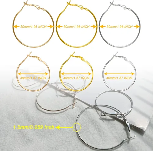 Miniatura 2 de 60 aretes de aro de acero inoxidable con cuentas redondas, aretes abiertos para hacer joyas, manualidades, creación de arte
