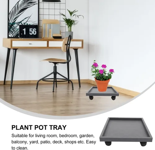 Miniatura 9 de ERINGOGO Flpwer - Carretilla cuadrada para plantas, 16 pulgadas, con ruedas bloqueables, soporte de metal resistente para plantas, plataforma