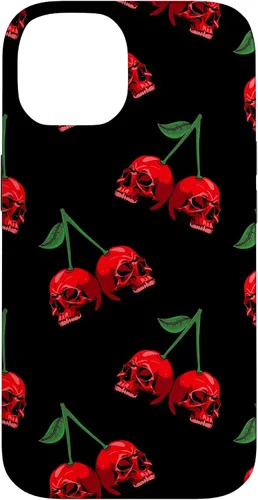 Miniatura 4 de Cute Cherry Skull Pattern Red Scary Skulls Black Background Case for iPhone 17