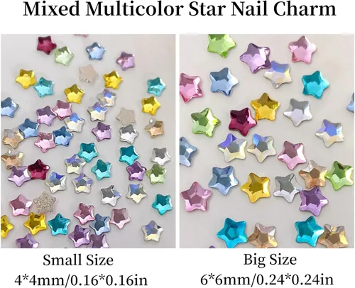 Miniatura 3 de 50 dijes de uñas de estrella de cristal, diamantes de imitación de estrellas 3D, gemas multicolor para arte de uñas, accesorios de uñas, pequeños