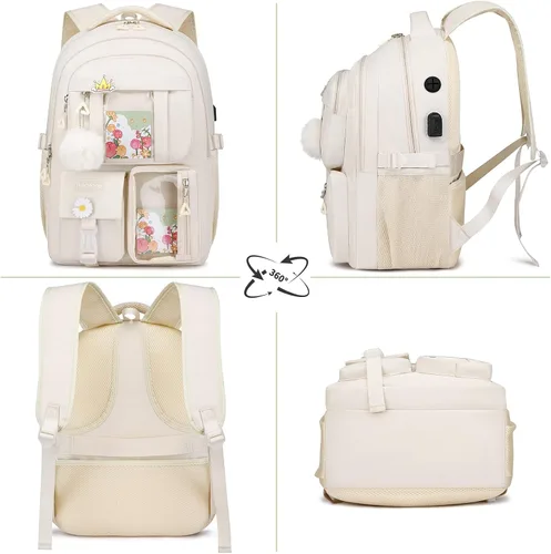 Miniatura 4 de kadilong Mochila escolar para adolescentes y niñas, lindas mochilas para mujeres, mochila estética para laptop, mochila para la escuela secundaria