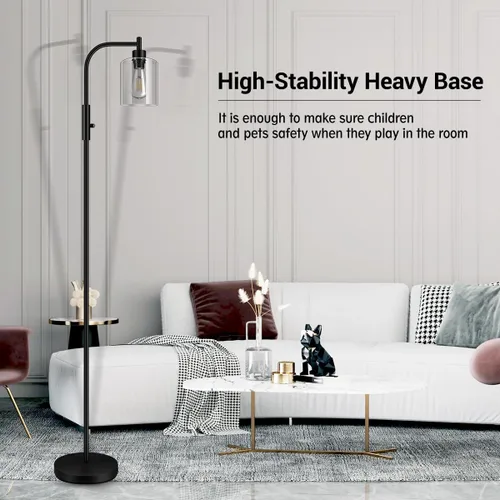 Miniatura 5 de Lámpara de pie regulable BoostArea, lámpara de pie con pantalla de vidrio, bombilla LED de 6 W incluida, lámpara de pie moderna, lámpara LED Vidrio