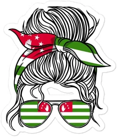 Gafas de sol de cabello desordenadas con bandana, bandera de Abjasia, calcomanía de vinilo para mamá, vida, país, abjazia, mamá, mujer, niñas,