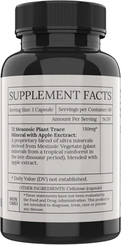 Miniatura 2 de Extracto de vitalidad, suplemento energético de 60 cápsulas. 72 minerales traza de plantas mesozoicas antiguas con extracto de manzana Suplemento
