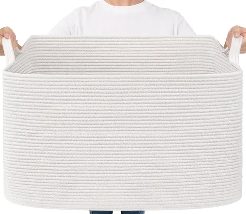 Miniatura 44 de Goodpick Cesta Grande de Almacenamiento de Juguetes, Cestas de Cuerda de Algodón Gris Contenedor de Almacenamiento de Juguetes para Bebé, Niños