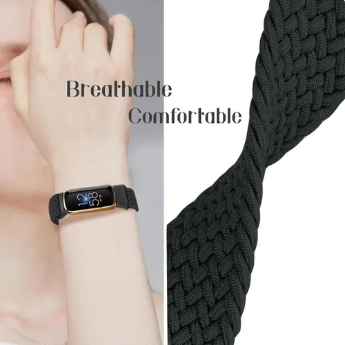 Miniatura 3 de Paquete de 4 correas deportivas trenzadas elásticas ajustables compatibles con Fitbit Luxe/Luxe Special Edition, correas elásticas de bucle suave