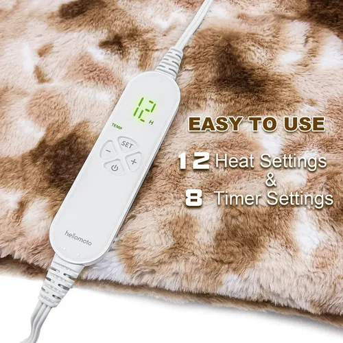 Miniatura 3 de CF01 - Manta eléctrica, manta térmica ultrasuave con 12 ajustes de calor y 8 ajustes de temporizador, lavable a máquina, 50 x 60 pulgadas