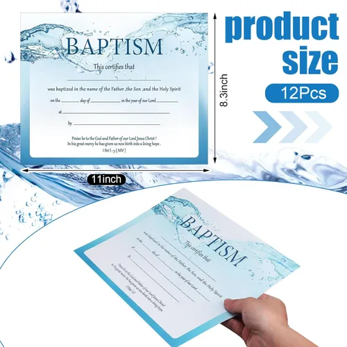 Miniatura 2 de Jetec 12 certificados de bautismo para iglesia de 11 x 8.3 pulgadas, en blanco, certificados de dedicación de bebé, papel impreso de una sola cara