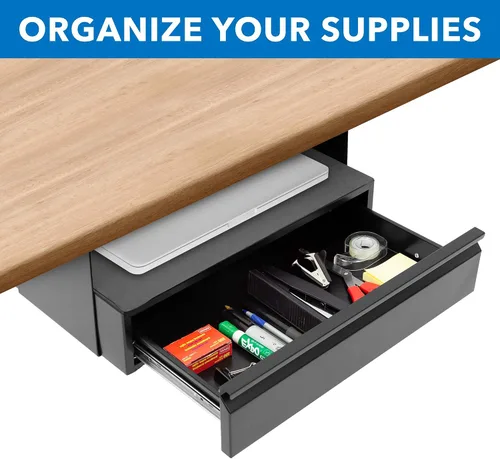 Miniatura 4 de Mount-It! Kit de cajón extraíble para debajo del escritorio con estante para laptop y tablet, organizador de almacenamiento de oficina, se monta