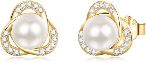 AENEAS Pearl Stud Earrings for Women Sterling Silver Cultured Pearl Studs Earrings Jewelry Gifts for Women Mom Wife