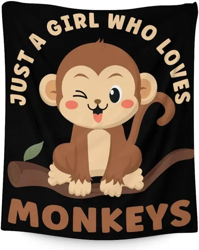 Miniatura 12 de Manta de mono para niñas pequeñas, tamaño de regazo de 30 x 40 pulgadas, manta de felpa suave y peluda para regalo, manta negra linda para cama, sofá