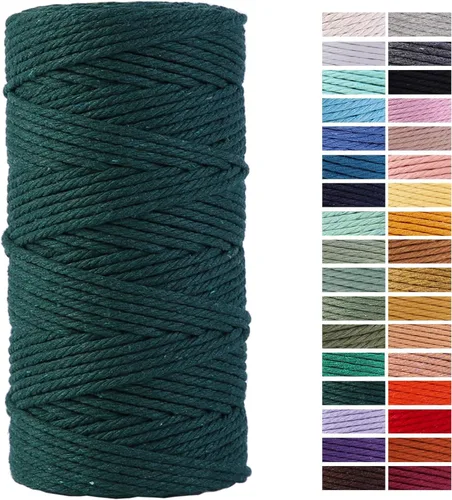 Miniatura 75 de Cuerda de Macramé Gris Claro 3mm x 109 Yardas, Cuerda de Algodón de Colores Cuerda para Manualidades Cuerda de Algodón Colorida para Colgar