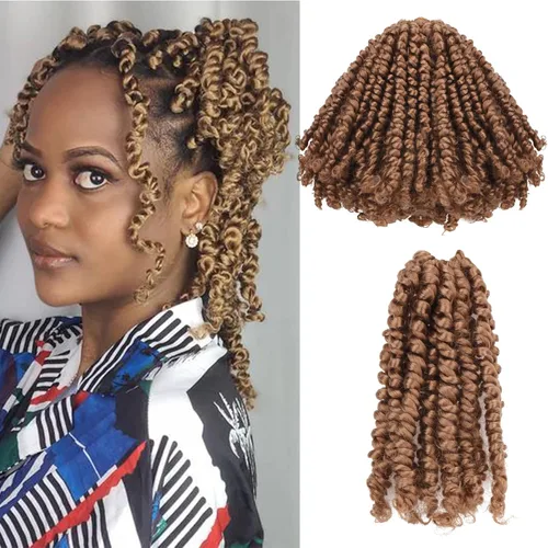 Miniatura 18 de Paquete de 8 paquetes de cabello de ganchillo Passion Twist de 6 pulgadas, rizos bohemios pretrenzados previamente trenzados, negro natural 1B