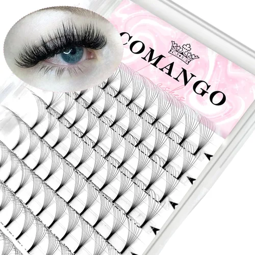 Miniatura 79 de CoMango Extensiones de pestañas de volumen 3D/4D/5D/6D/10D, grosor de 0.003 in, rizo C/D, tallo corto de 0.315-0.591 in, extensiones de pestañas