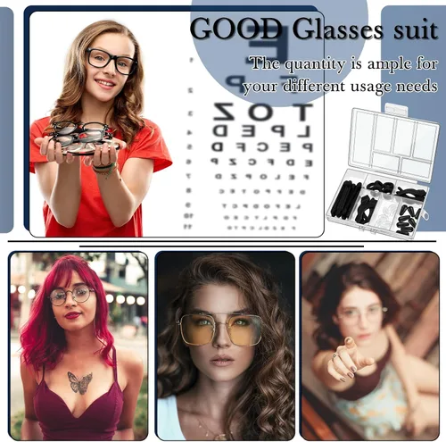 Miniatura 7 de Juego de 50 retenedores de lentes de silicona, 12 pares antideslizantes adhesivos, almohadillas para la nariz, 4 agarres redondos para las orejas, 4