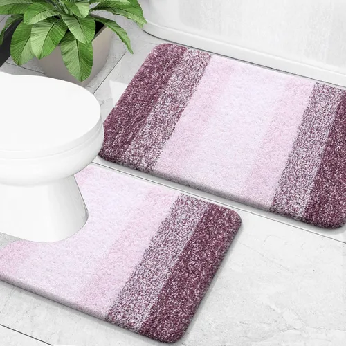 Miniatura 34 de OLANLY Juego de 2 alfombras de baño de microfibra suave y absorbente, antideslizantes, se pueden lavar y secar a máquina, alfombras de baño peludas