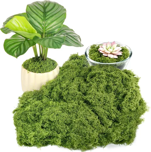 Musgo verde artificial para plantas de interior, 5.3OZ de musgo artificial para decoración de plantas en macetas, musgo decorativo DIY para