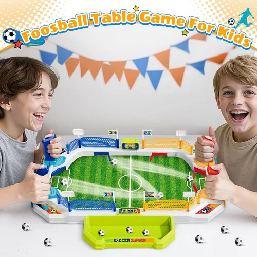 Miniatura 5 de SpringFlower Mini Mesa de Futbolín para Niños, Juego de Mesa de Fútbol, Regalos para Niños de 4 5 6 7 8-12 Años, Juguetes para Edades 4-6 5-7 8-12