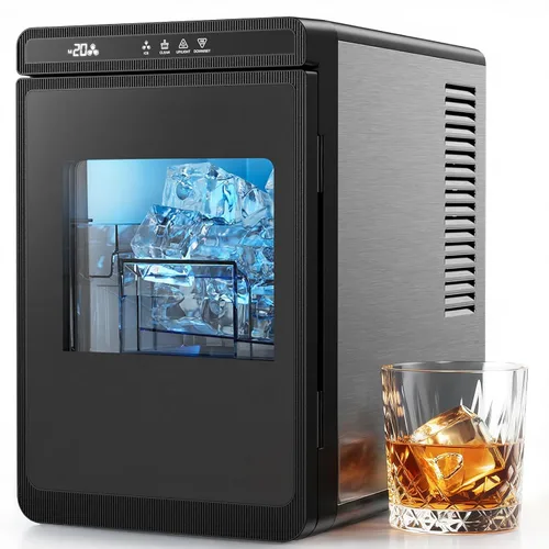 Miniatura 8 de Silonn Crescent - Máquina de hielo para encimera, fusión lenta y hielo cristalino, máquina de hielo autolimpiante con grosor de hielo ajustable