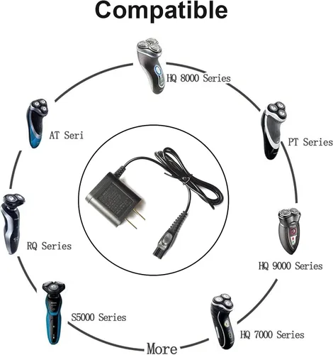 Miniatura 5 de LinMei Cable de alimentación adaptador de 15 V compatible con Philips Norelco HQ8505 7000 5000 3000 Series 3500 MG3750 MG5750 MG7750 S1560
