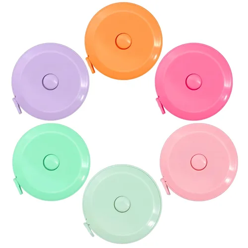 Paquete de 6 cintas métricas para medidas corporales, cinta métrica retráctil pequeña mini suave de tela de costura para la cintura, cinta métrica