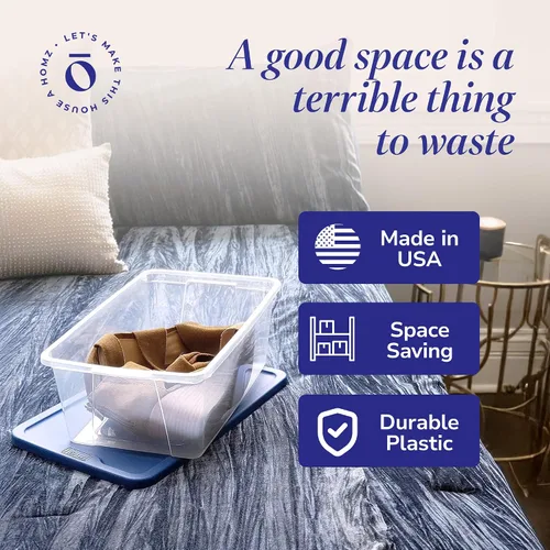 Miniatura 5 de HOMZ - Paquete de 10 contenedores Snaplock, pequeños organizadores de plástico transparentes con tapas, 6 cuartos de galón, azul - Cajas Tapa azul