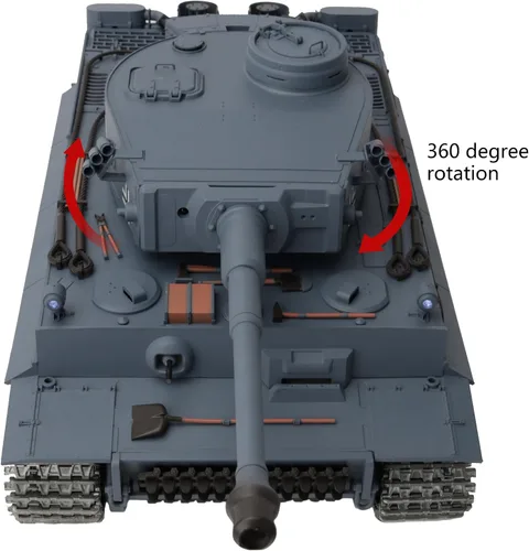 Miniatura 4 de 1/16 2.4ghz Control remoto alemán Tiger I en color gris, modelo de tanque para adultos