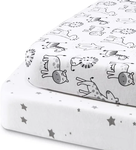 Beberoad Love Paquete de 2 sábanas de moisés para bebé, 100% algodón, suaves, universales, para ovalado, reloj de arena y rectangular, elástico,