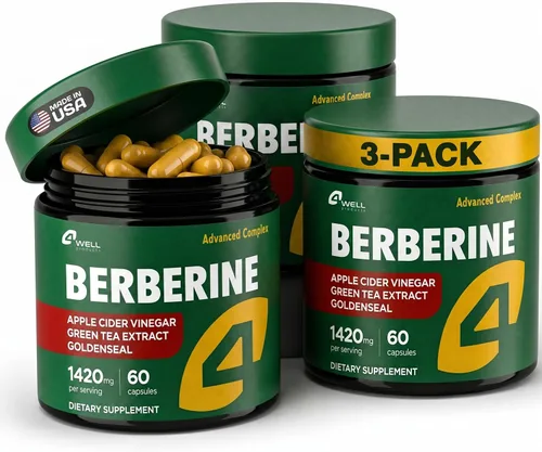 Miniatura 10 de Suplemento de Berberina HCL - Activador GLP-1 de triple fuerza con vinagre de sidra de manzana y extracto de té verde - Apoyo a la composición