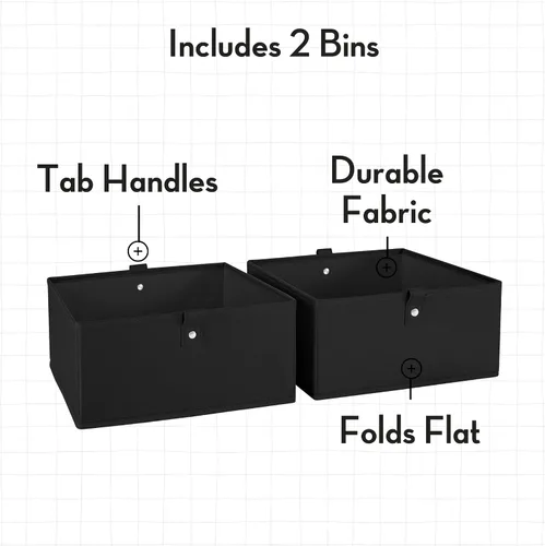 Miniatura 4 de RiverRidge Niños 2pc 10.5in. W x 5in. H plegable almacenamiento Bin Set - Negro