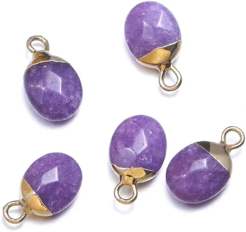 Miniatura 3 de 10 dijes de ágata de piedra natural, forma oblata de ágata facetada, dijes de cuarzo para bricolaje para hacer collares o joyas