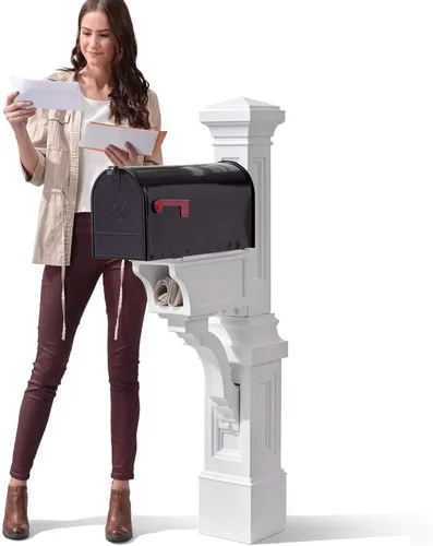 Miniatura 9 de Step2 Atherton Buzón y poste extra grande, resistente a la intemperie, buzones grandes para exteriores, hechos de plástico duradero, fácil
