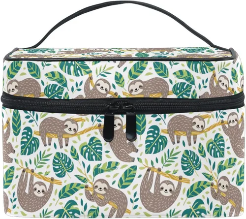 Miniatura 22 de Bolsa de maquillaje, bolsa organizadora de maquillaje de viaje con estampado de leopardo rosa, neceser para niñas, mujeres y mujeres, Geométrico 115