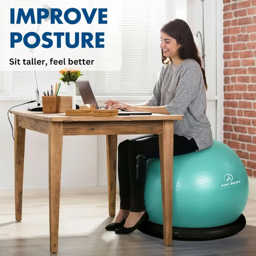 Miniatura 2 de ProBody Pilates Yoga Ball Chair, Exercise Ball Chair with Base or Stand for Home Office Desk Sitting or Workout, Balance Ball & Stability Ball Seat