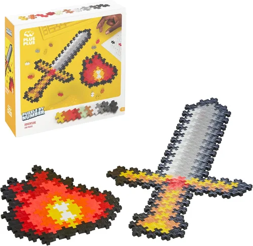 Plus Plus Puzzle by Number, Adventure - 250 piezas de bloques de color de hashtag entrelazados, kit de arte de píxeles 3D para niños