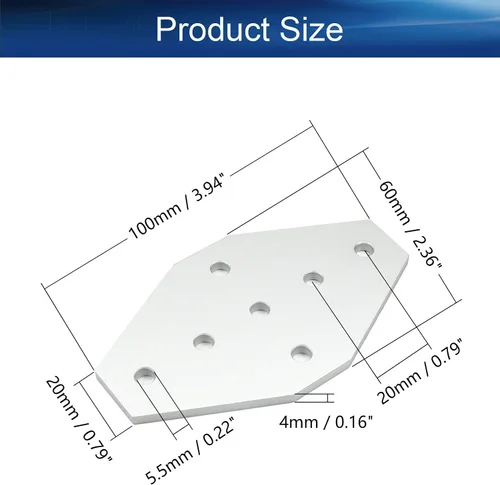 Miniatura 2 de Soporte de esquina, 1 placa de unión exterior de aleación de aluminio de 3.94 x 2.36 x 0.16 pulgadas (largo x ancho x T) con soporte de junta de 7