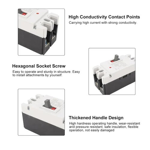 Miniatura 5 de Interruptor de desconexión de batería solar MCCB 2P 200A 2P 1000V MCCB Interruptor de desconexión de caja moldeada Interruptor maestro de alto