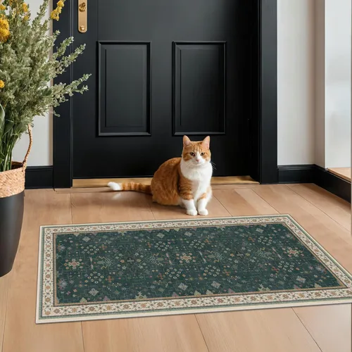 Miniatura 23 de Alfombra Boho Negra para Sala de Estar - Alfombra de Área Lavable de 10x14 Pies, Alfombras de Comedor para Debajo de la Mesa, Alfombra Suave de Pelo